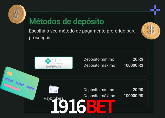 O cassino 1916bet oferece uma grande variedade de métodos de pagamento